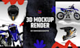 make realistic 3d model mockup render of motocross dirt bike decal wrap