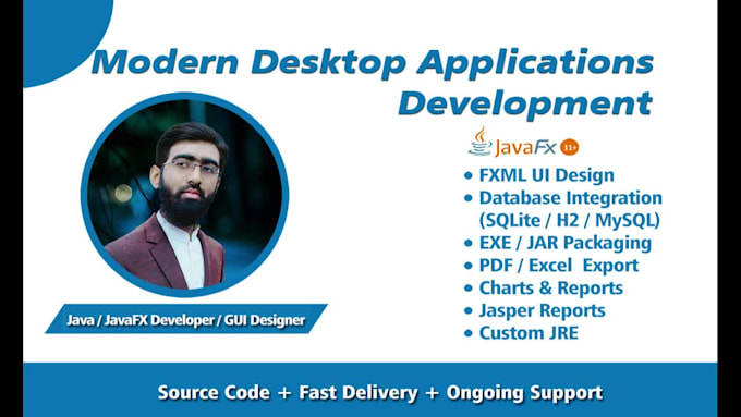 develop modern cross platform desktop apps, using java, javafx, jasperreports