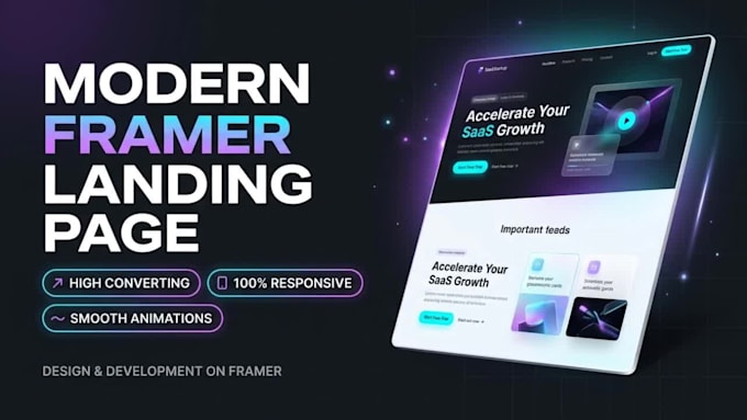 design a modern framer landing page or responsive framer website