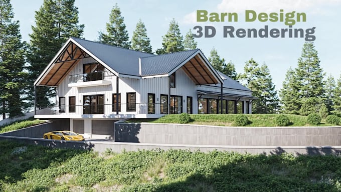 design and render farm house and barn houses