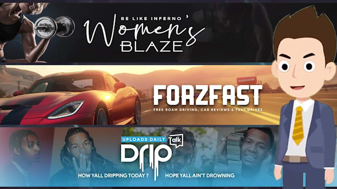 design attractive youtube banner and logo