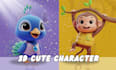 design 3d cute character, mascot or cartoon for game, animation, or 3d printing