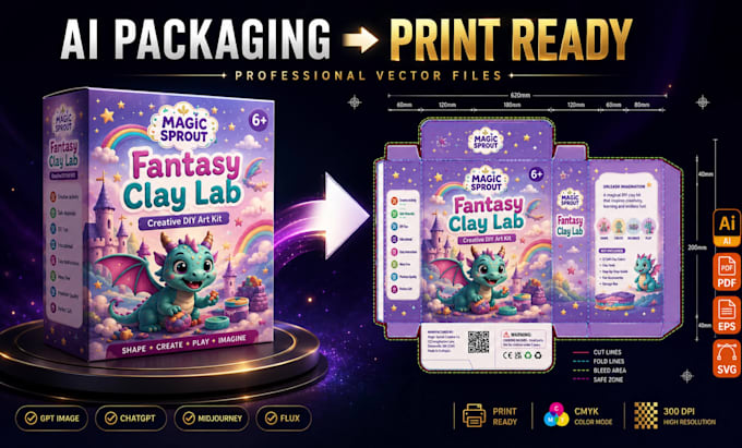 convert ai packaging design into print ready box and label files