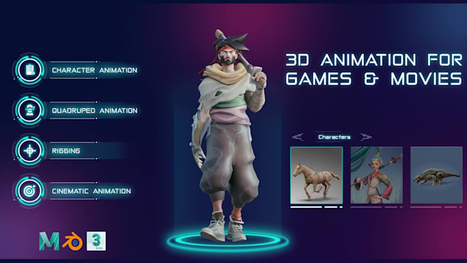 rig and create gameplay 3d animations for unreal and unity