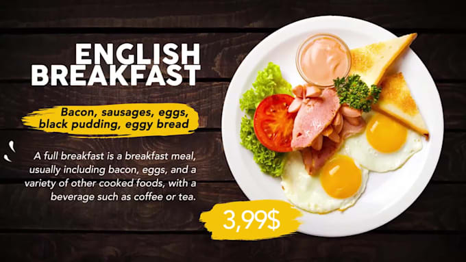 create restaurant food promo or food menu video
