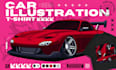 draw car illustration for t shirt design and merchandise