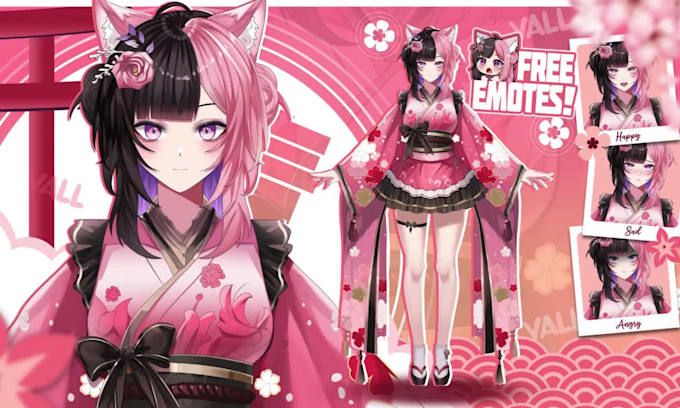 design anime style and rig for cute live2d vtuber model