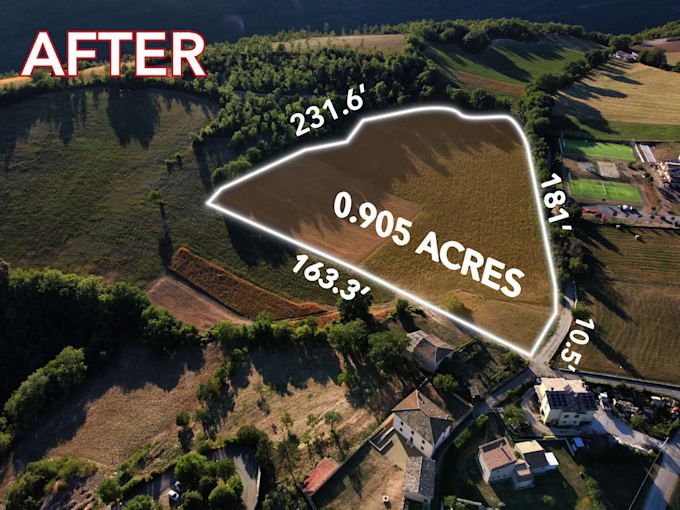 edit real estate drone photos with aerial maps and property lines