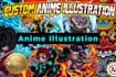 create custom anime illustration for your t shirt or merch