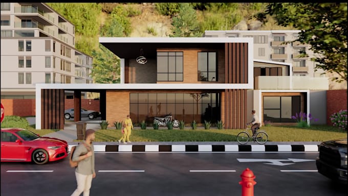 do 3d model house exterior, interior design realistic render