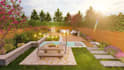 do landscape design, pool, garden, terrace, front, backyard, hardscape rendering