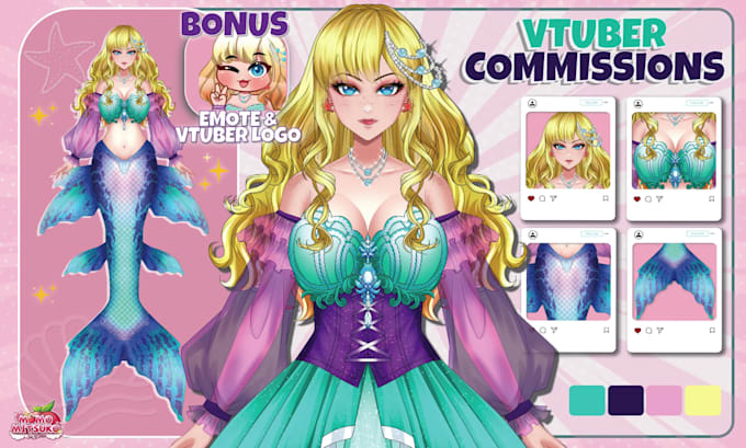 draw custom vtuber model live2d high quality ready to rig