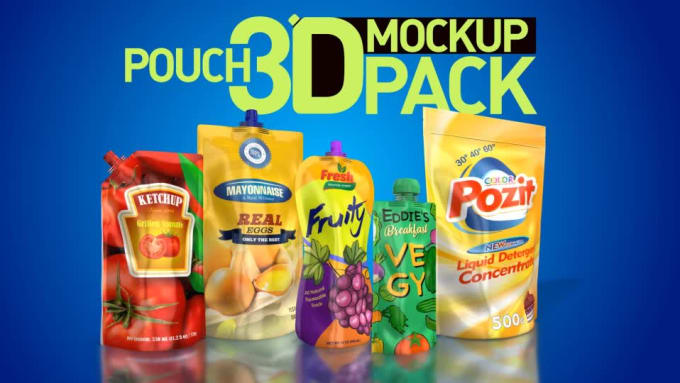 make 3d pouch pack mockup animation