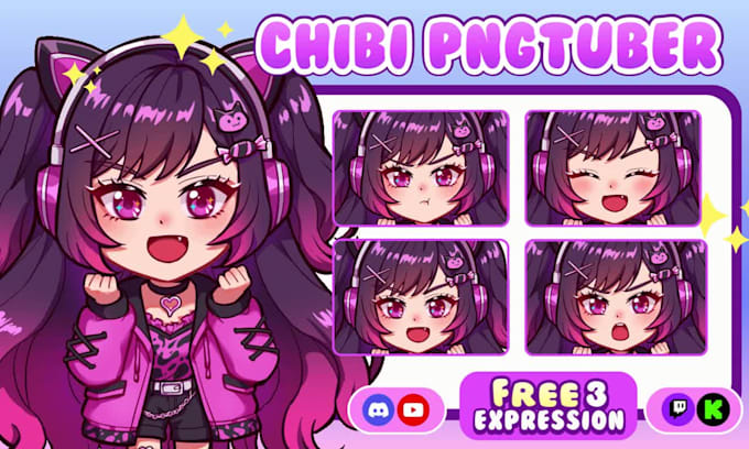 draw png tuber model for streaming in chibi style