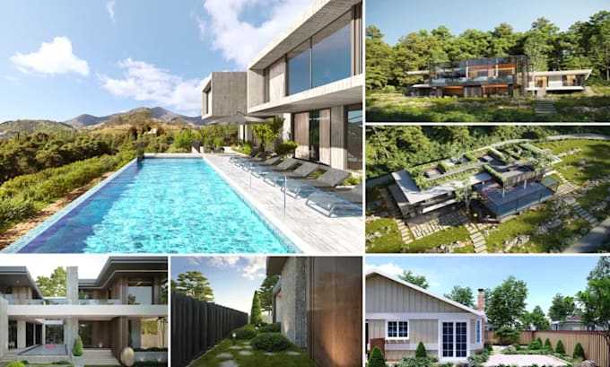 do realistic 3d rendering for your landscape, garden, and pool design