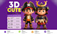 design 3d cute character, action figure for animation and printing