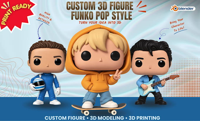 create custom 3d funko pop and 3d character for 3d printing