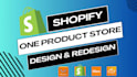 create one product shopify store, shopify dropshipping store