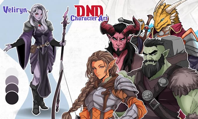 design dnd character art, fantasy character illustration for concept art