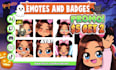 draw chibi twitch emotes, sub badges, vtuber animated emotes