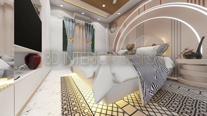 design modern 3d interior for bedroom, kitchen, office and bathroom