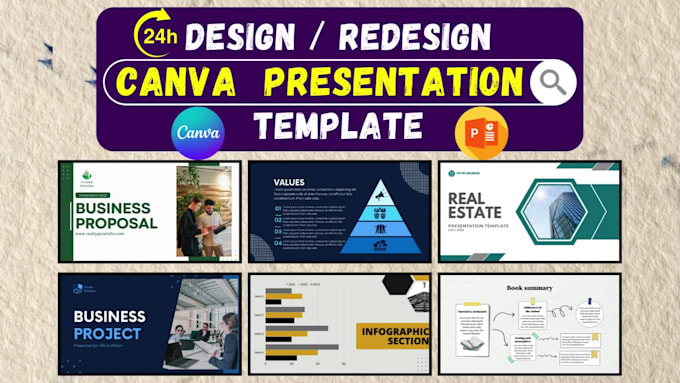 design a presentation in canva, pitch deck, powerpoint and goolge slides
