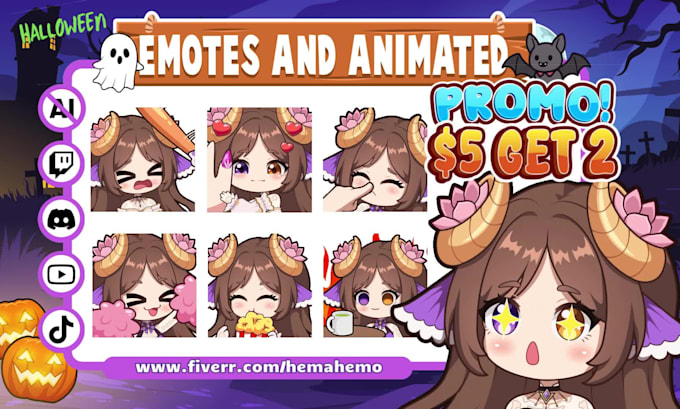 draw chibi animated emotes for twitch, youtube, discord