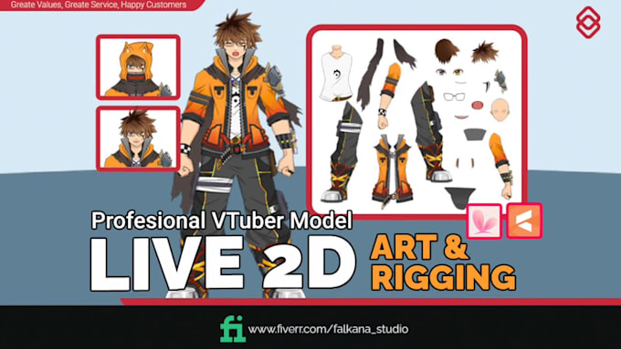 do character anime manga live 2d vtuber, facerig
