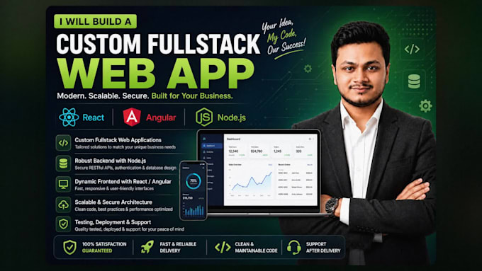 build a custom fullstack web app with react, angular and nodejs