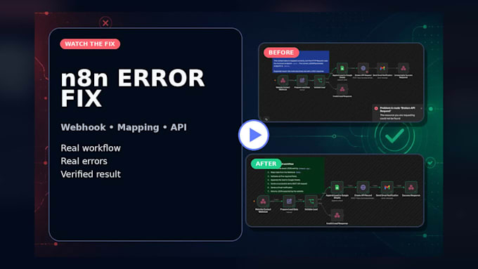 fix n8n workflow, webhook and API errors
