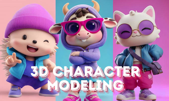 create 3d stylized modeling cute mascot, animal, cartoon and rig for animation