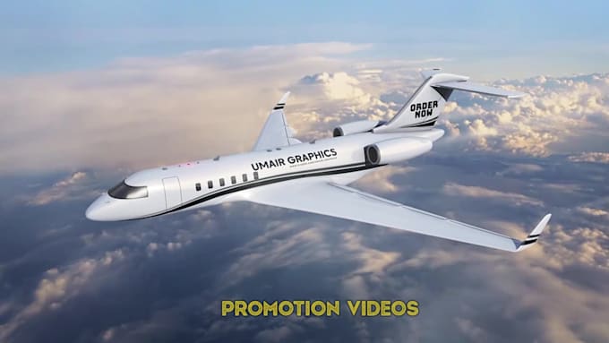 place your logo on a 3d flying business jet yacht helicopte
