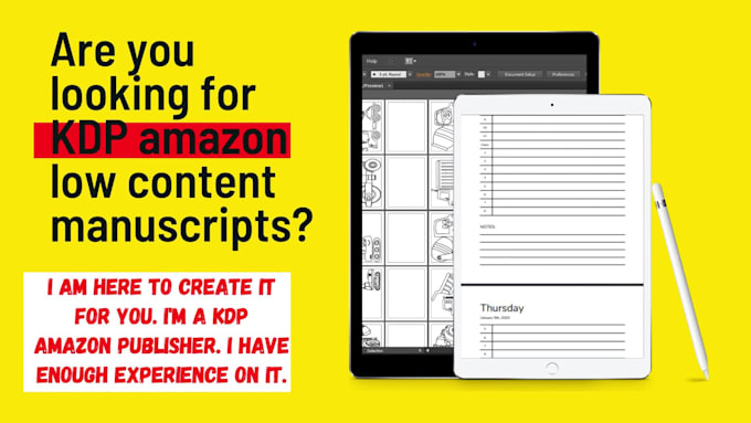 create KDP amazon low content manuscripts print ready
