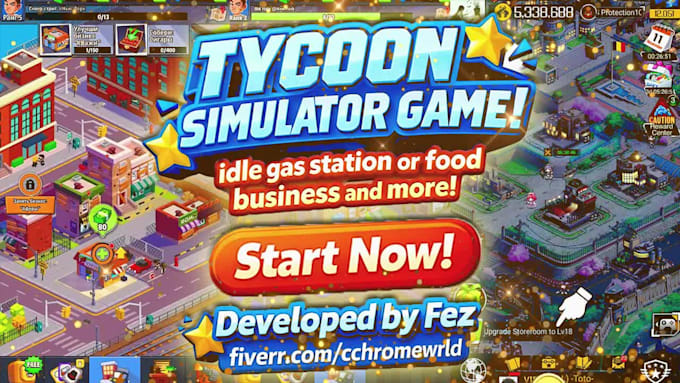 develop an addictive idle tycoon game in unity
