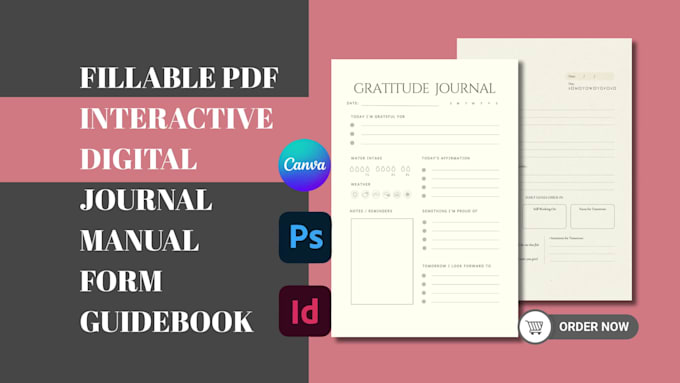 design PDF fillable form, interactive journal, workbook planner for etsy, lulu