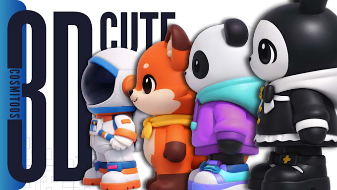 create 3d cute characters, mascots, animals, cartoon and stylized models