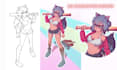 draw 2d reference sheet, furry art character design, fursona nsfw oc, protogen