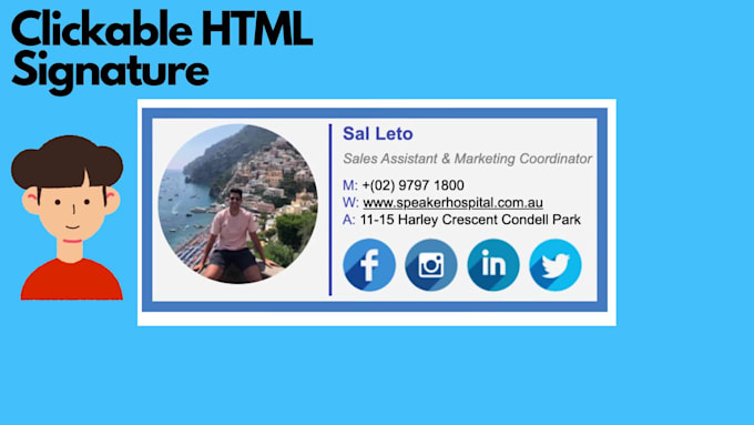 design a professional clickable HTML email signature