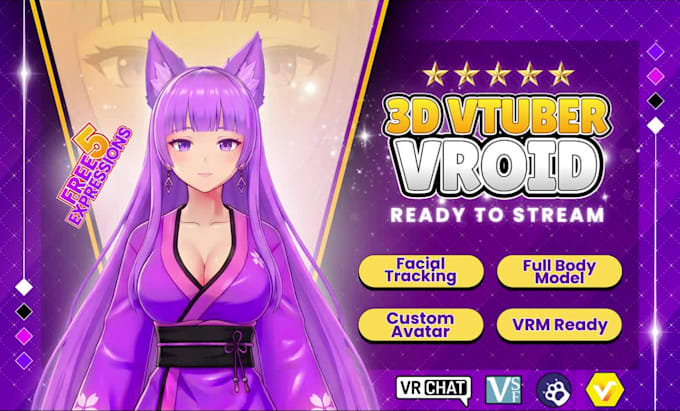 create 3d character models for vtuber, anime, 3d rigging, vroid or vrchat