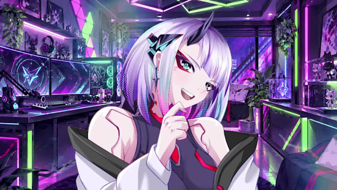 draw a custom anime pngtuber avatar for vtuber streaming