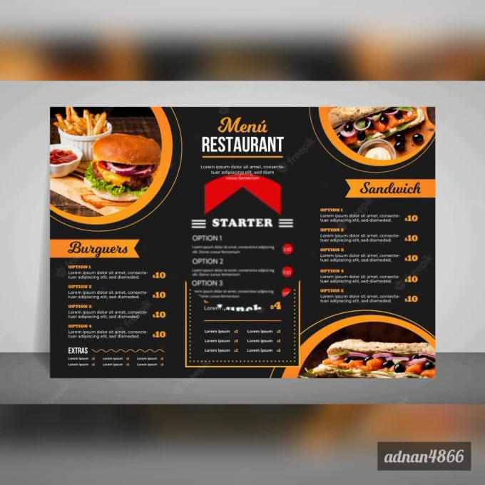 Design an eye catching food menu within just 24 hours by Adnan4866 | Fiverr