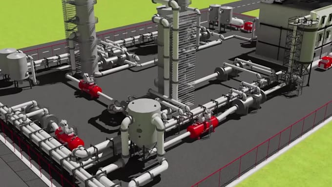 create 3d pipeline animation, industrial piping and plant visualization