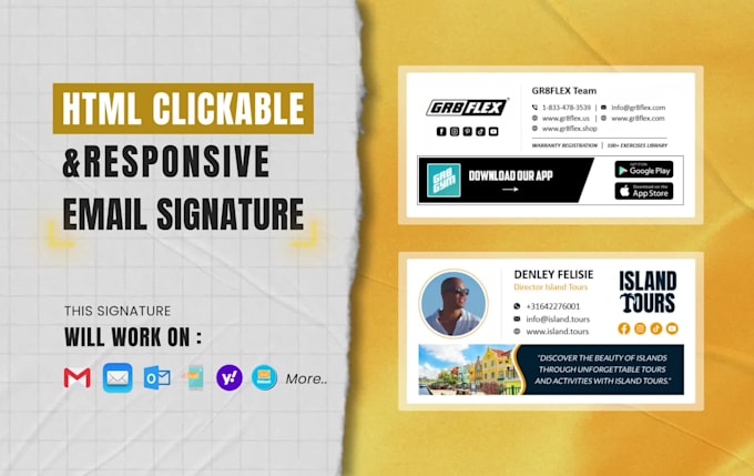 do HTML, clickable, editable, mobile friendly email signature