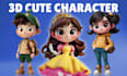 model cute 3d character modeling, mascot, animal, 3d cartoon character