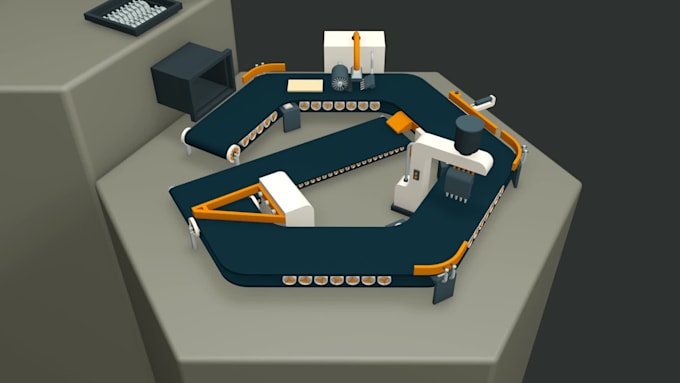create a 3d industrial equipment animation, product animation process animation