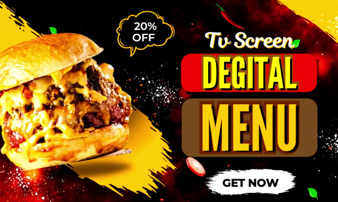 do digital menu, animated menu, TV screen for restaurant