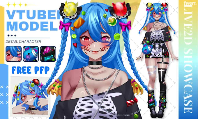 design and rig live 2d vtuber model 2dvtuber model vtuber commission 2d anime