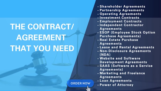draft a legal contract or legal agreement