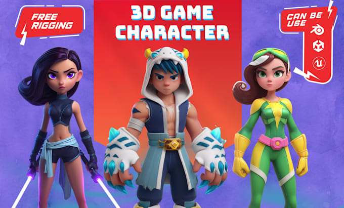 create 3d character modeling, rigging, for game and animation