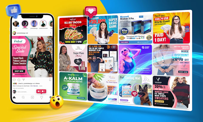 do creative social media design, post, banner ads in 24hrs